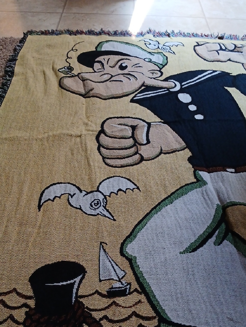 Popeye Woven Throw Blanket - Yellow, Navy, Green